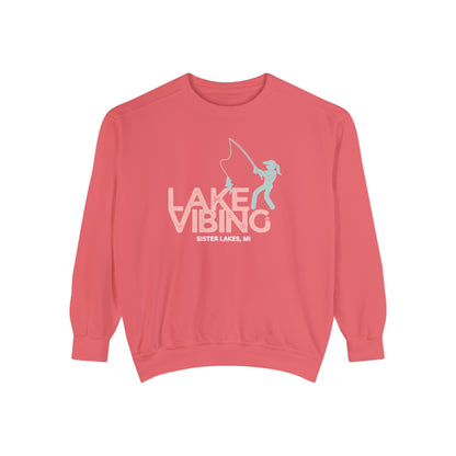 Lake Vibing Fishergirl Sister Lakes mi Unisex Garment-Dyed Sweatshirt