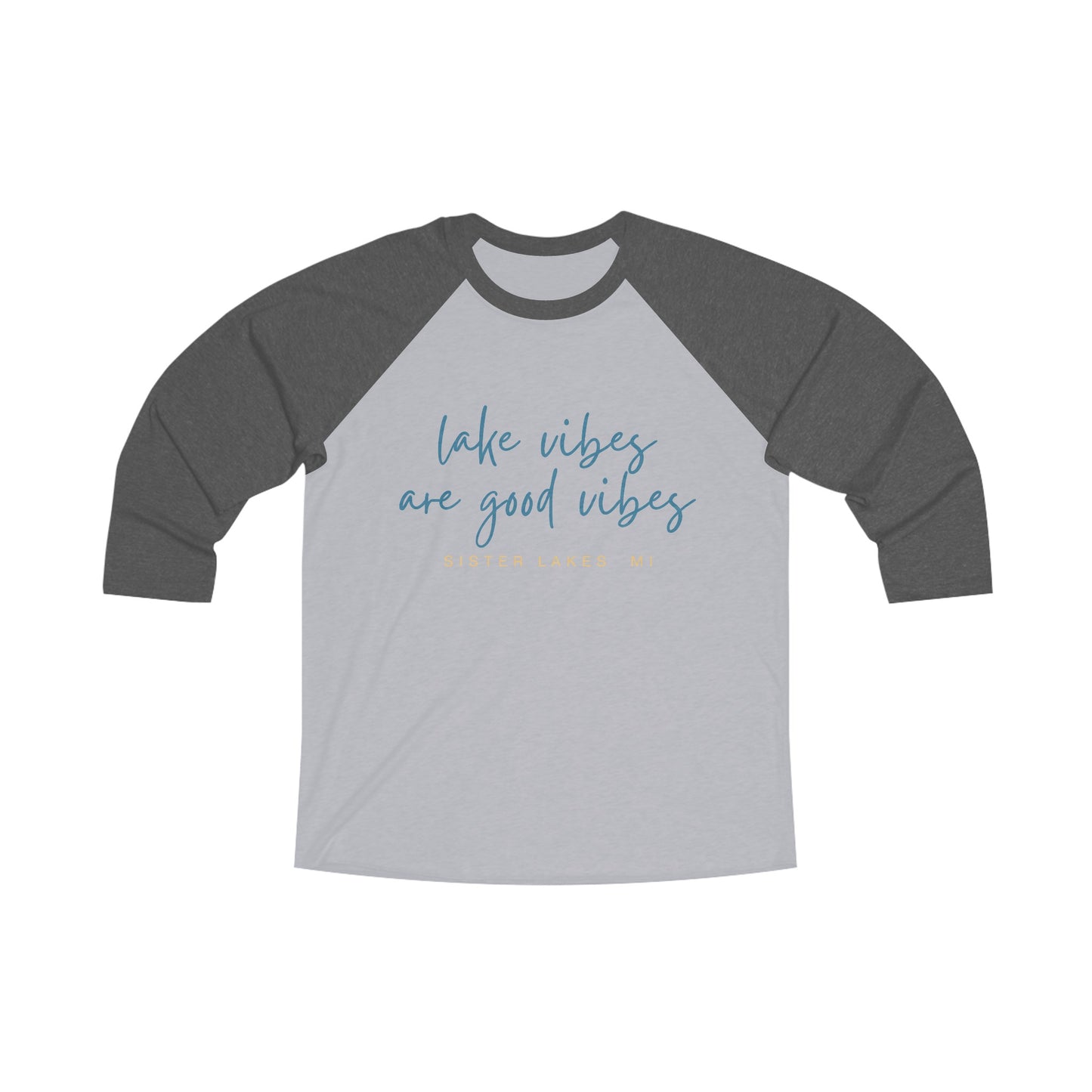 Lake Vibes are Good Vibes Sister Lakes, MI Unisex Tri-Blend 3\4 Raglan Tee