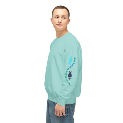 Lake Vibing in Sister Lakes (on sleeve) Unisex Lightweight Crewneck Sweatshirt