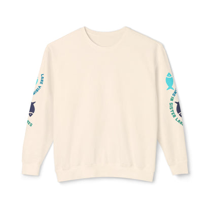 Lake Vibing in Sister Lakes (on sleeve) Unisex Lightweight Crewneck Sweatshirt