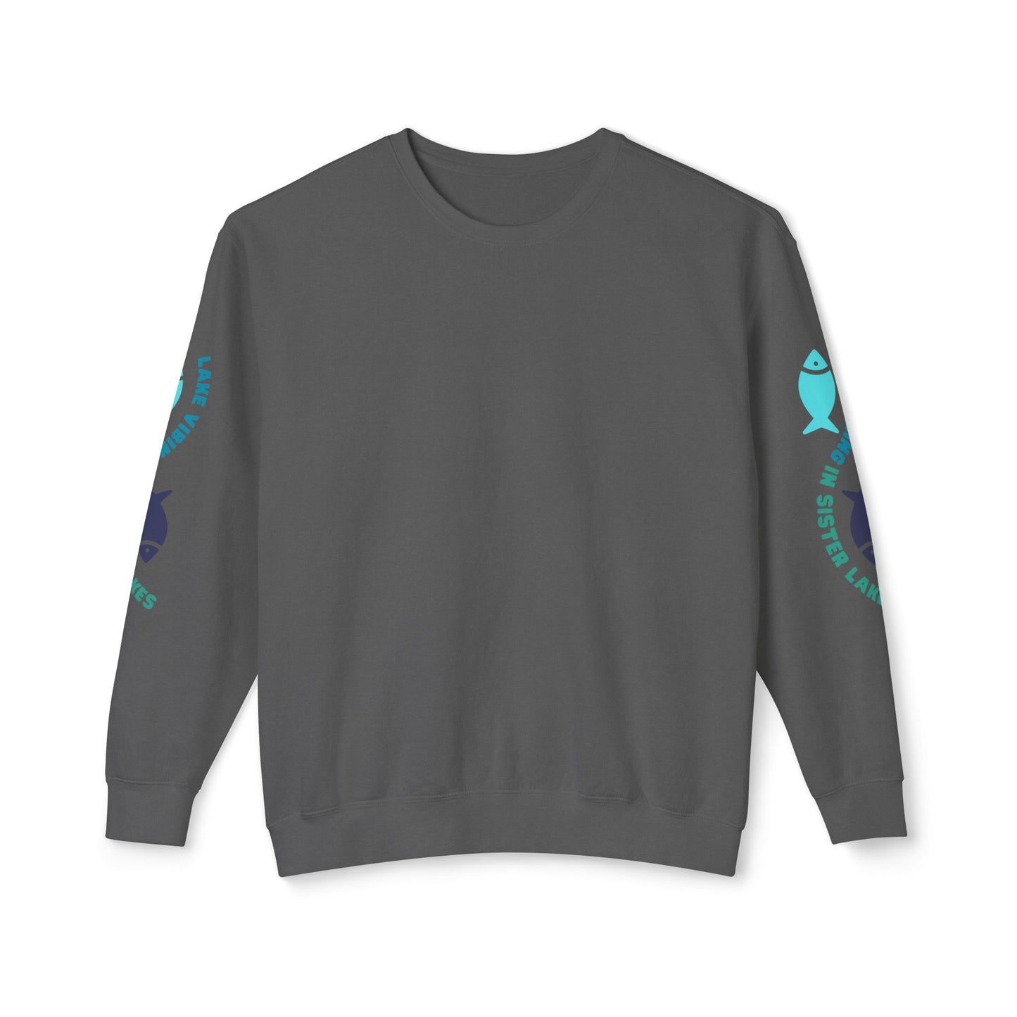 Lake Vibing in Sister Lakes (on sleeve) Unisex Lightweight Crewneck Sweatshirt