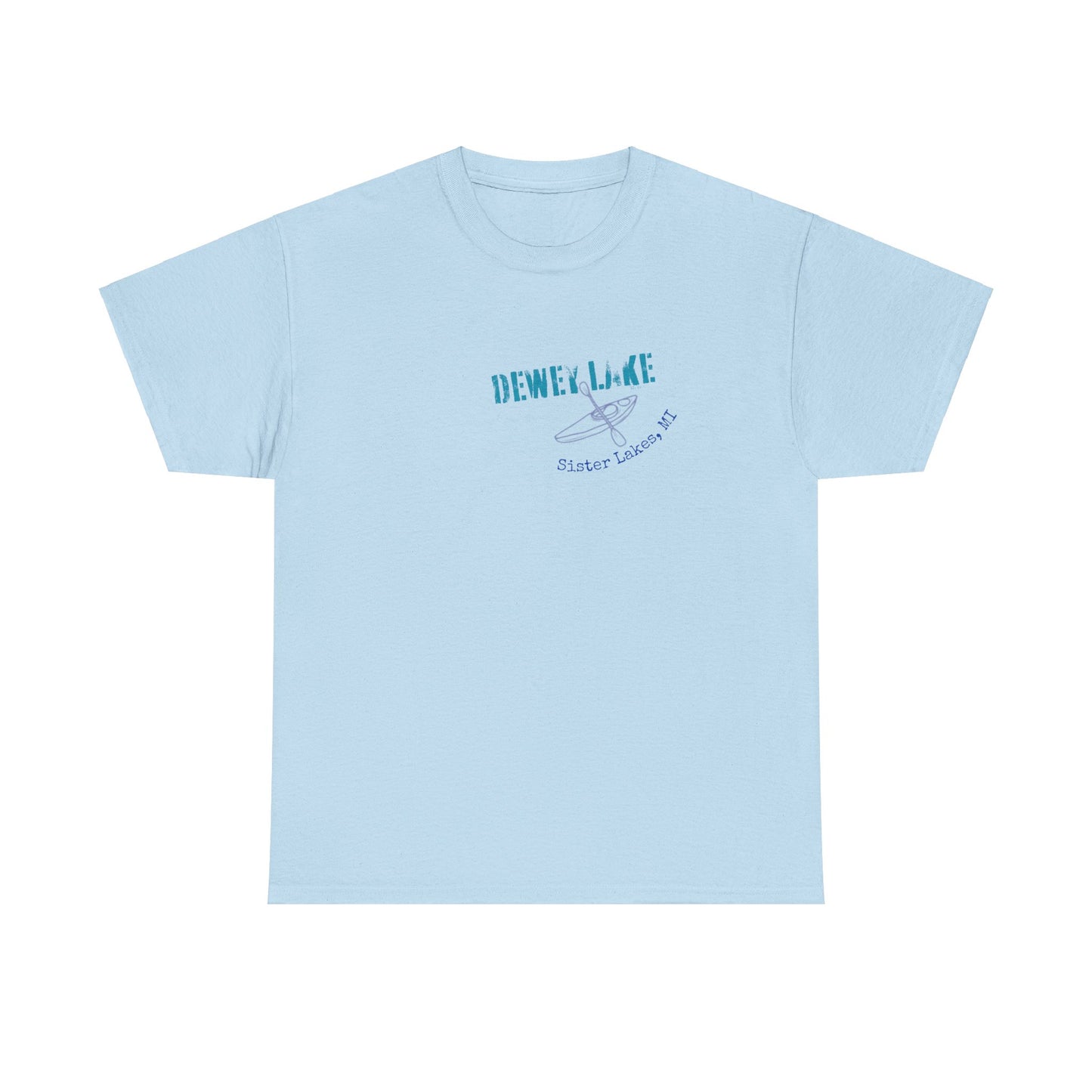 Dewey Lake Kayaker in Sister Lakes, MI Unisex Heavy Cotton Tee