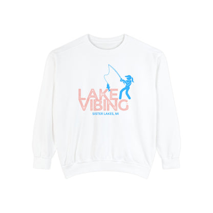 Lake Vibing Fishergirl Sister Lakes mi Unisex Garment-Dyed Sweatshirt