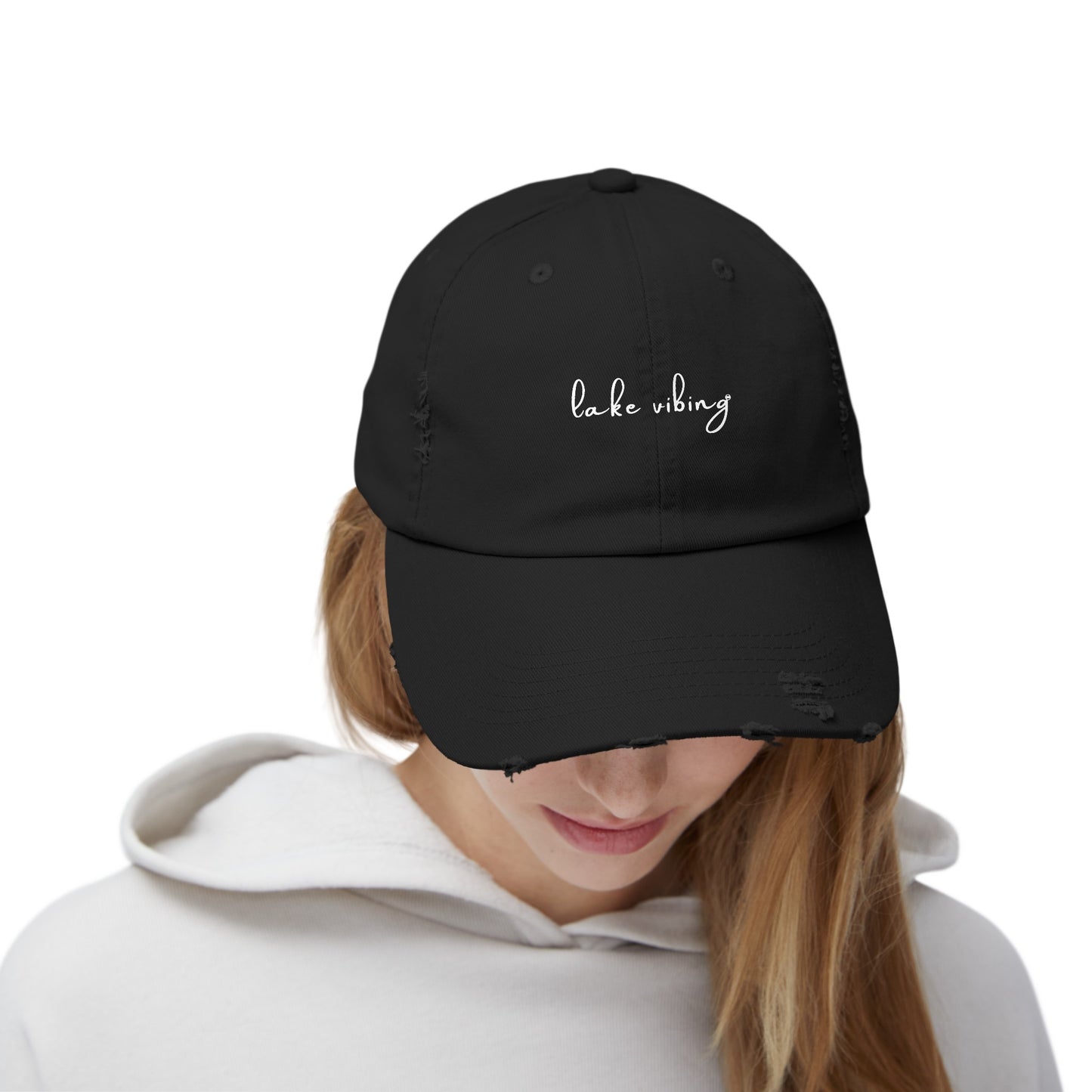 Lake Vibing Fishing Unisex Distressed Cap
