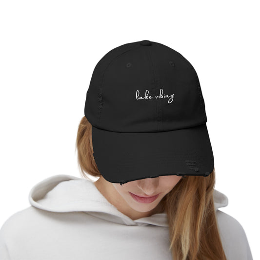 Lake Vibing Fishing Unisex Distressed Cap