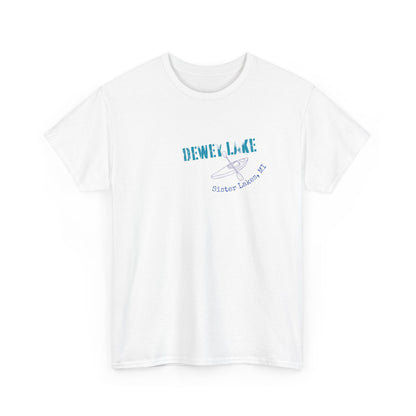 Dewey Lake Kayaker in Sister Lakes, MI Unisex Heavy Cotton Tee