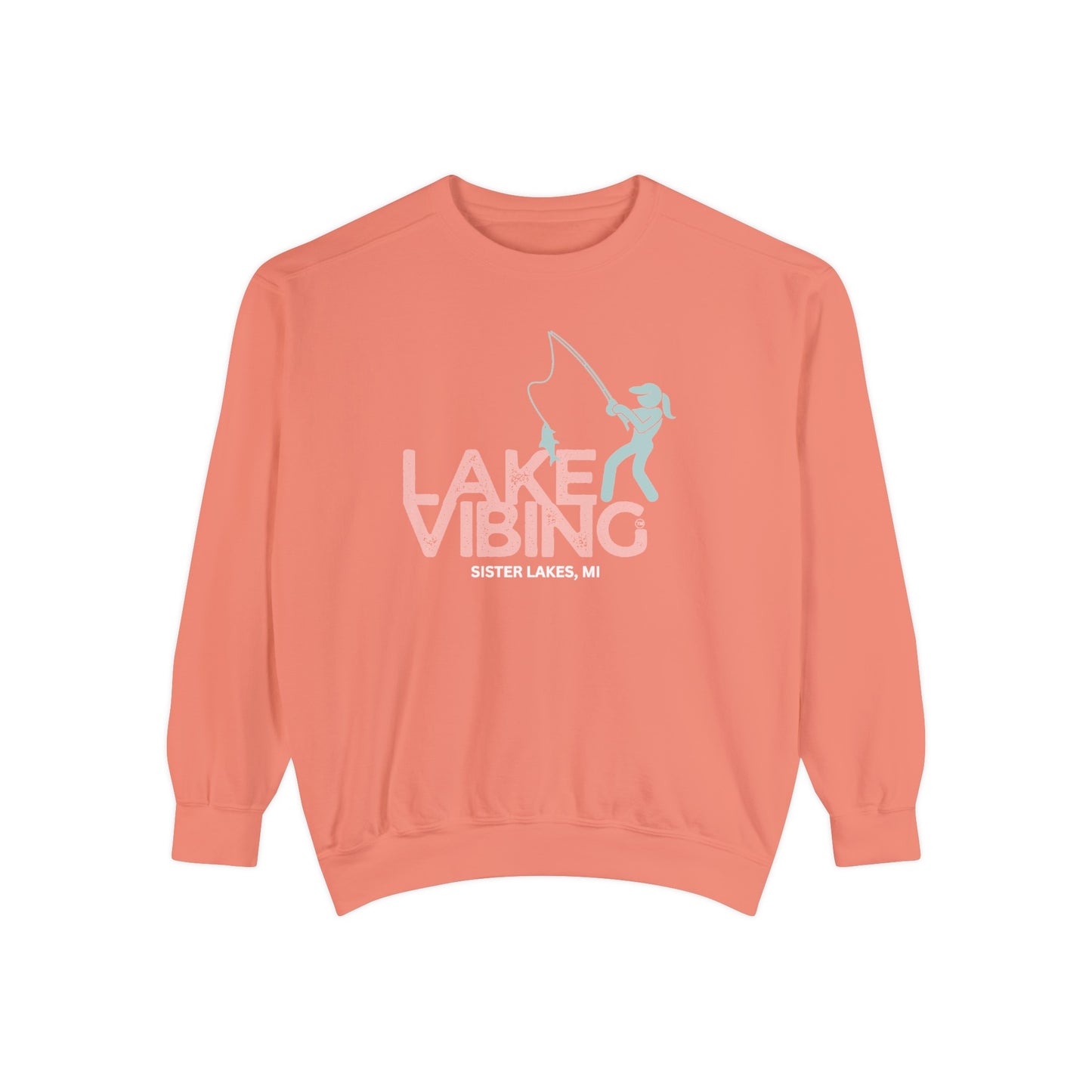 Lake Vibing Fishergirl Sister Lakes mi Unisex Garment-Dyed Sweatshirt