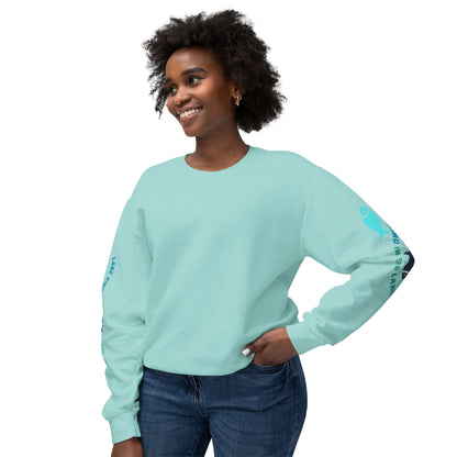 Lake Vibing in Sister Lakes (on sleeve) Unisex Lightweight Crewneck Sweatshirt