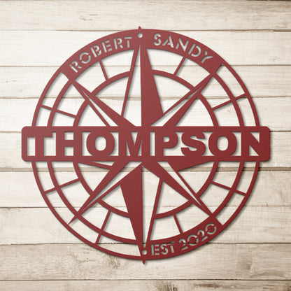 Compass Family Metal Sign