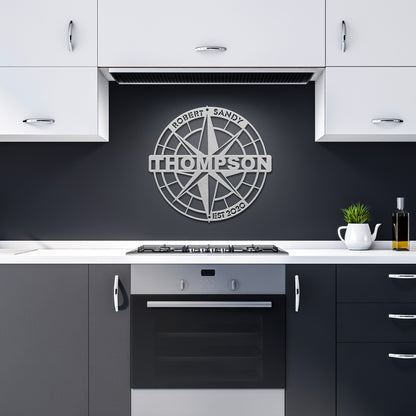 Compass Family Metal Sign